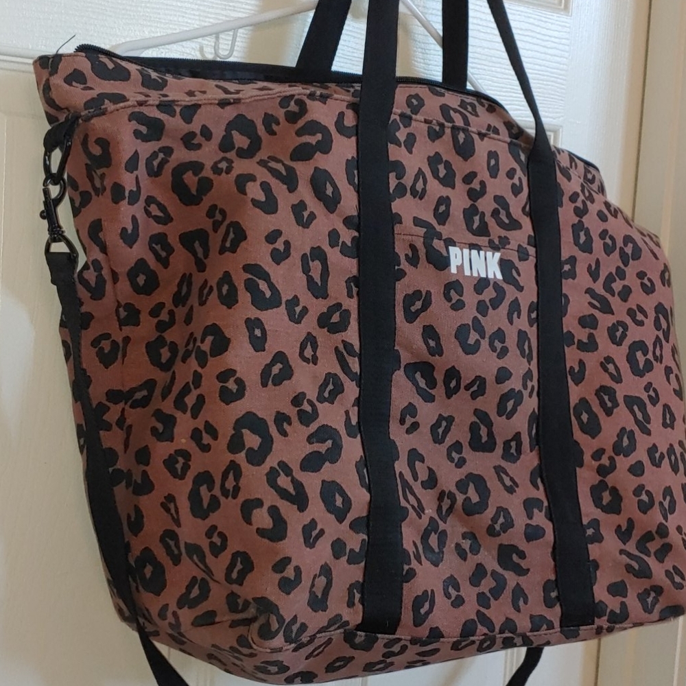 Discontinued Large VS Leopard Print Canvas Feel Tote